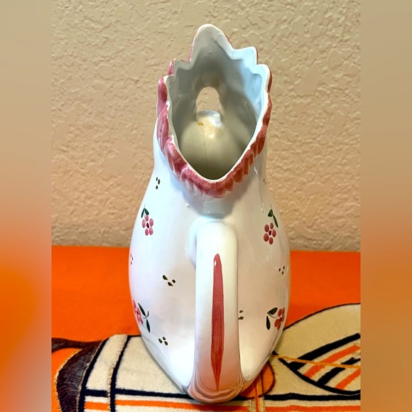 Large Ceramic Italian Rooster Pitcher. Handpainted In Italy. Flowers. 2210 - Picture 7 of 7
